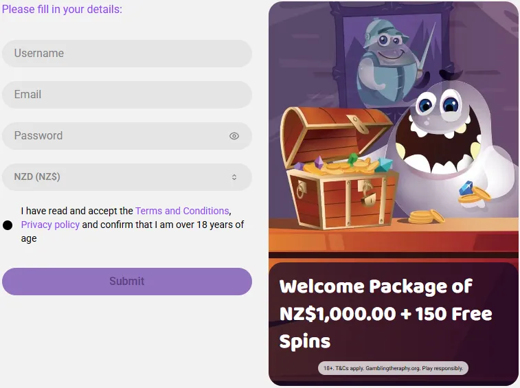 Boo Casino: Register